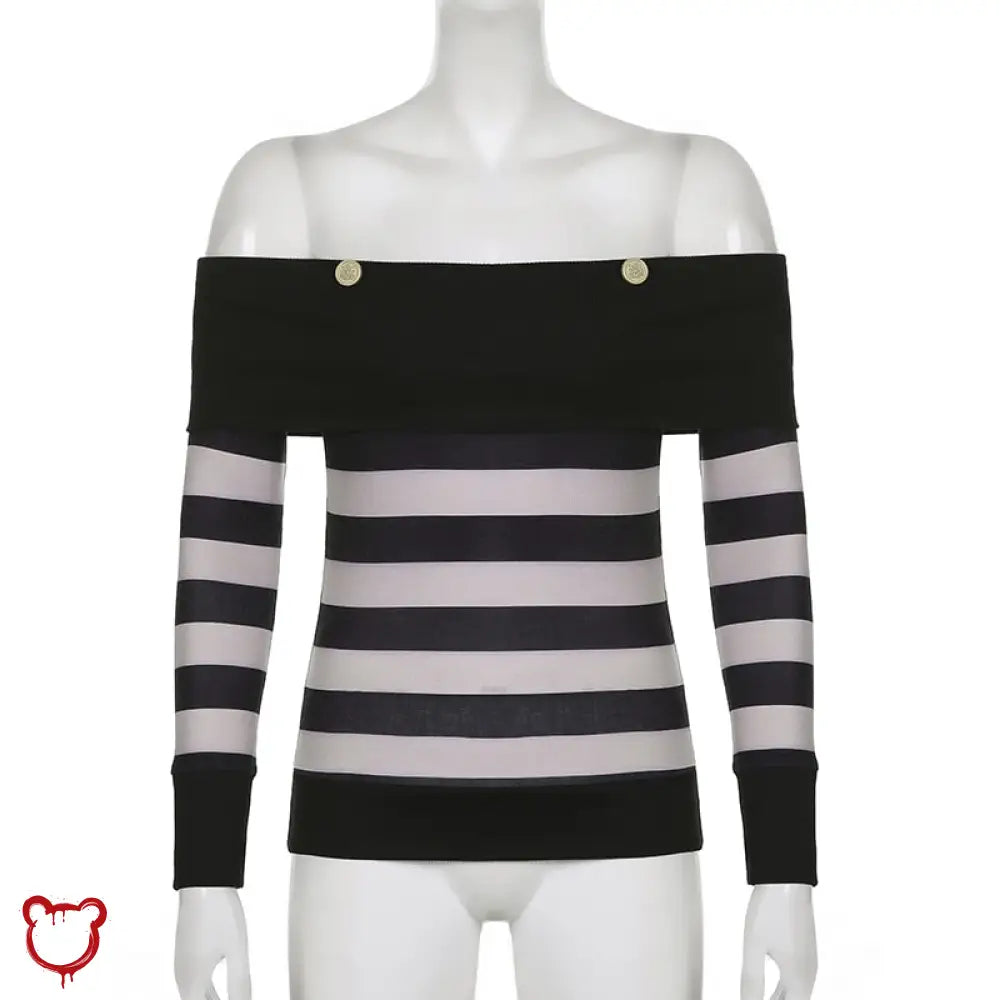 Grunge Striped Long Sleeve Top Clothing