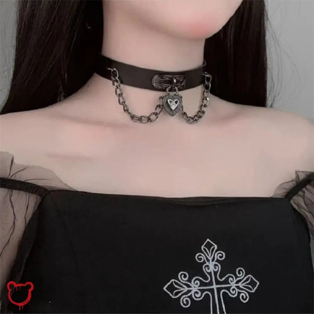 "Heart Chain Gothic Choker" - The Cursed Closet