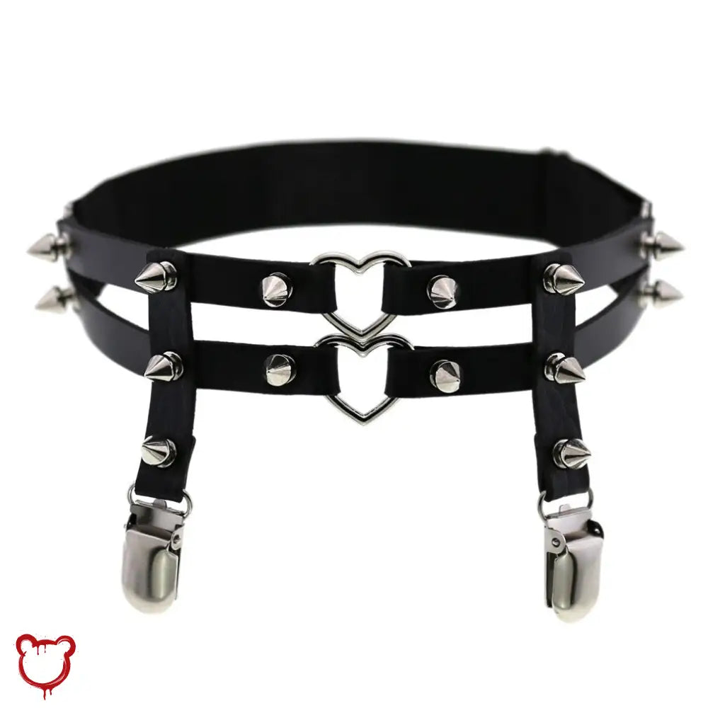 The Cursed Closet Double heart spike garter at $17.99 USD