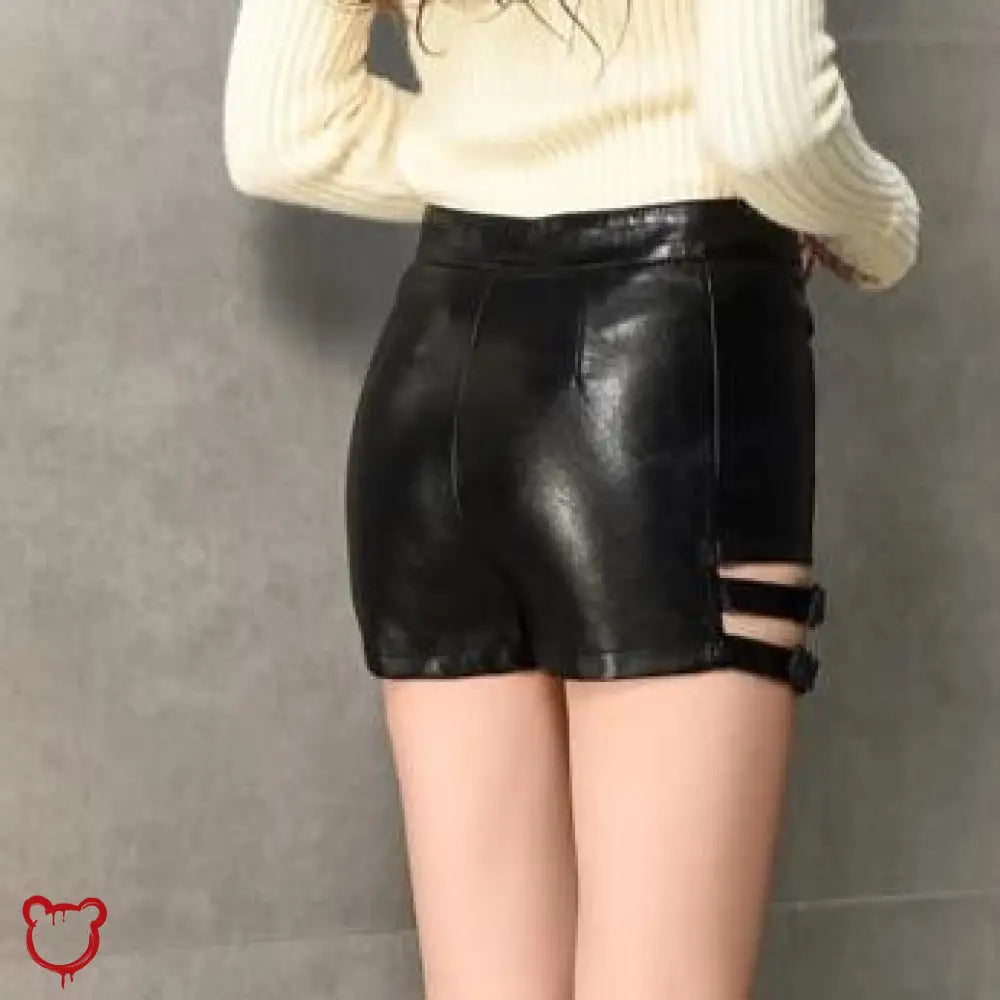 Hellfire Faux Leather Buckle Shorts Clothing