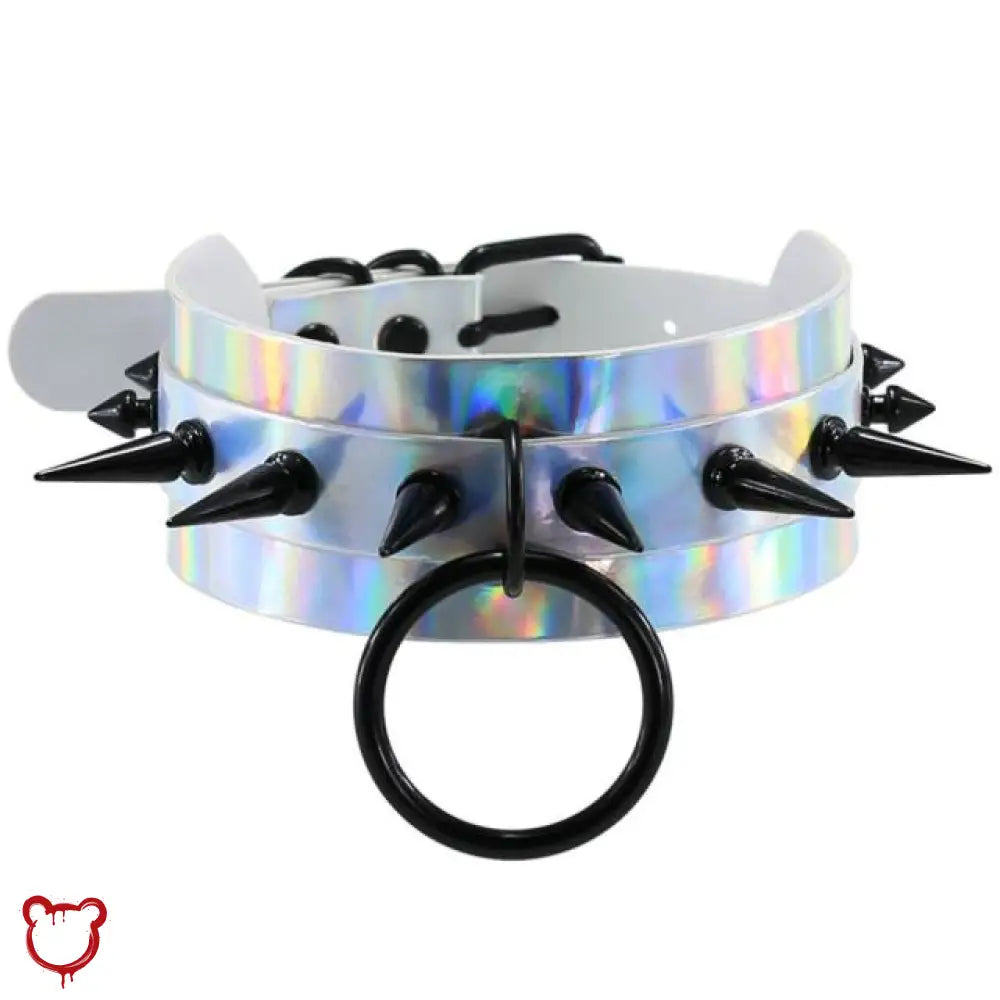 The Cursed Closet 'Hollow Ground' Holographic black spike choker (4 colours) at $16.99 USD