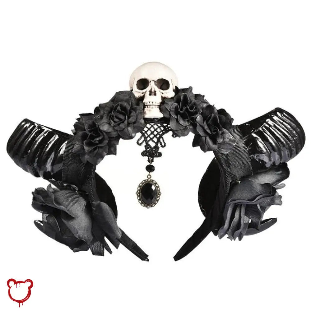 The Cursed Closet Devil Horns Skull Headband at $29.99 USD