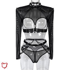 Ideal Noir Mesh Lingerie Ensemble Clothing