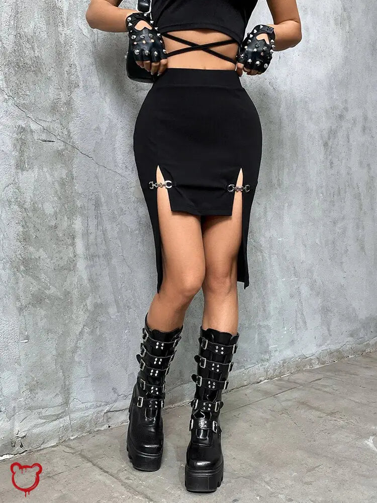 "Intense Black Grunge Mini Skirt" - The Cursed Closet