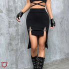 Intense Black Grunge Mini Skirt Black / S Clothing