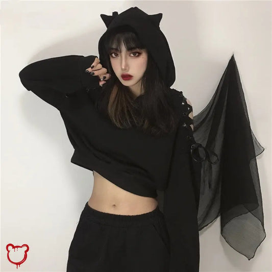 The Cursed Closet 'Ivy' Cat ear lace up hoodie at $44.99 USD