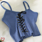 Lace-Up Black Cropped Cami Clothing