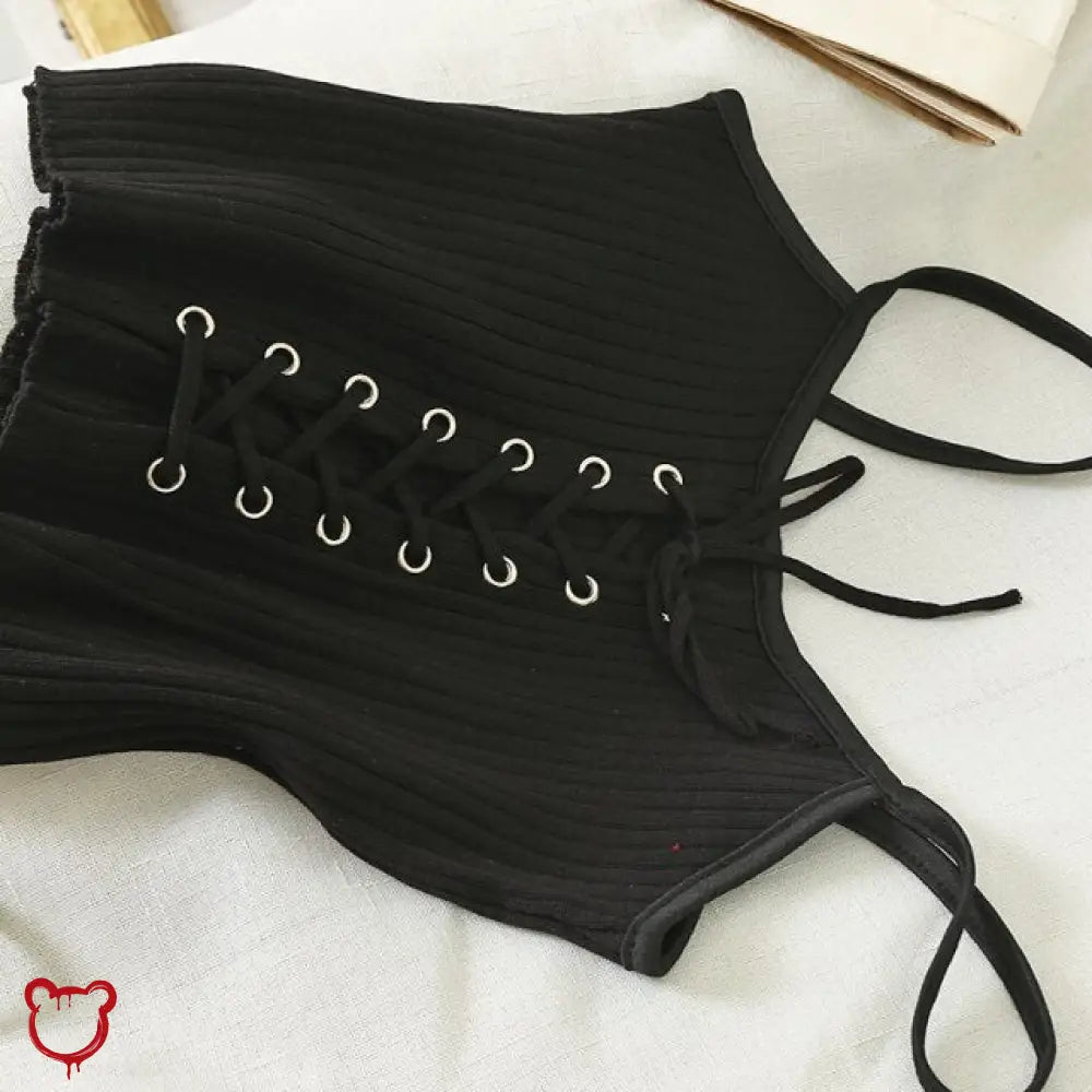 "Lace - Up Black Cropped Cami" - The Cursed Closet