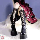 The Cursed Closet Black Lace Up Socks at $23.99 USD