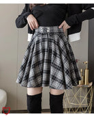 Lace-Up Plaid Skirtrunaway Style Grey / S Clothing