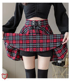 Lace-Up Plaid Skirtrunaway Style Red / Xl Clothing