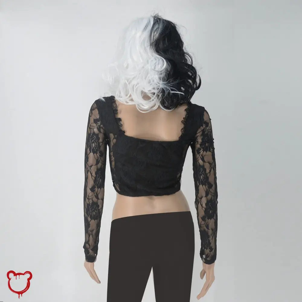 Lace V-Neck Black Top Black / S Clothing