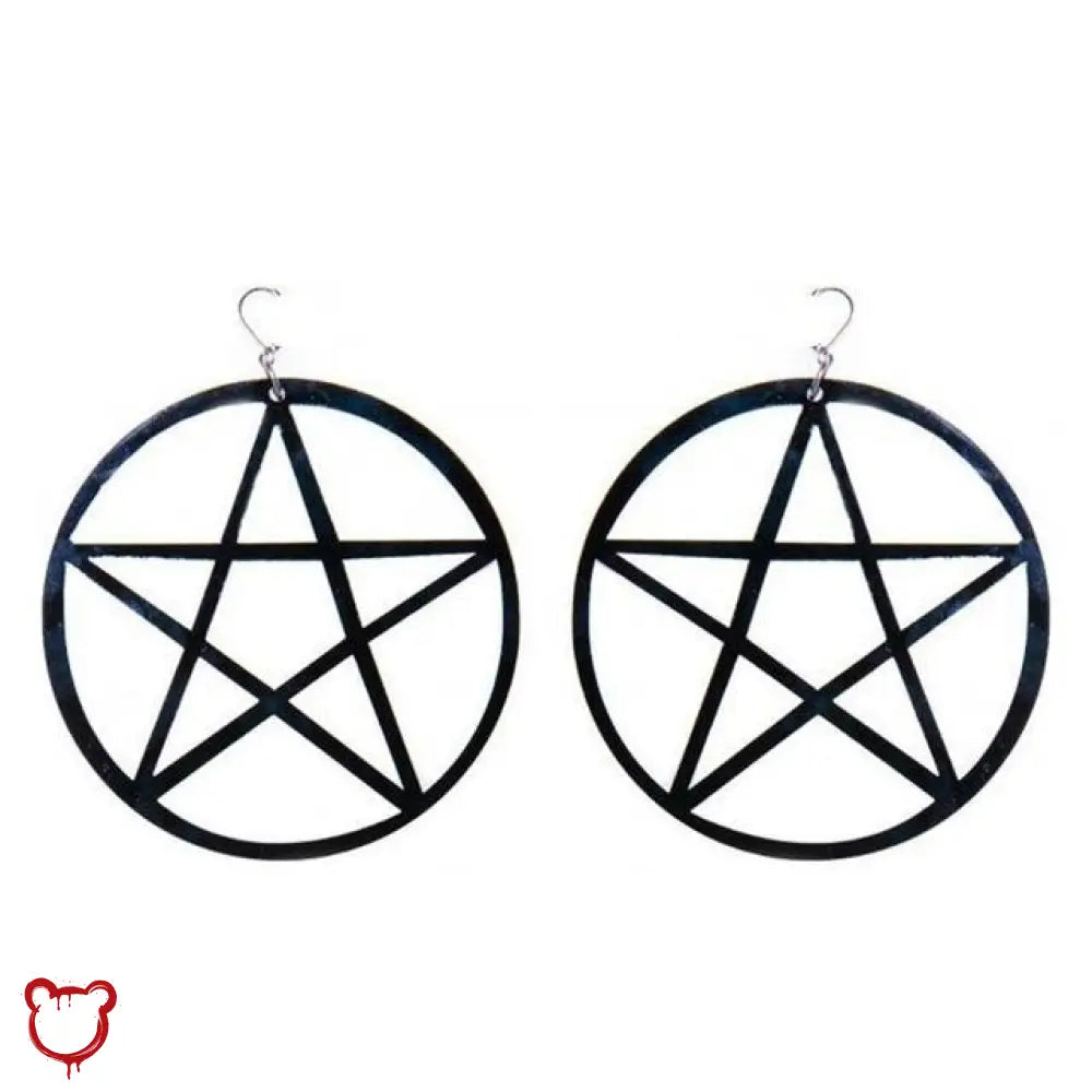 The Cursed Closet Black Large Acrylic Pentagram Earrings at $10.99 USD