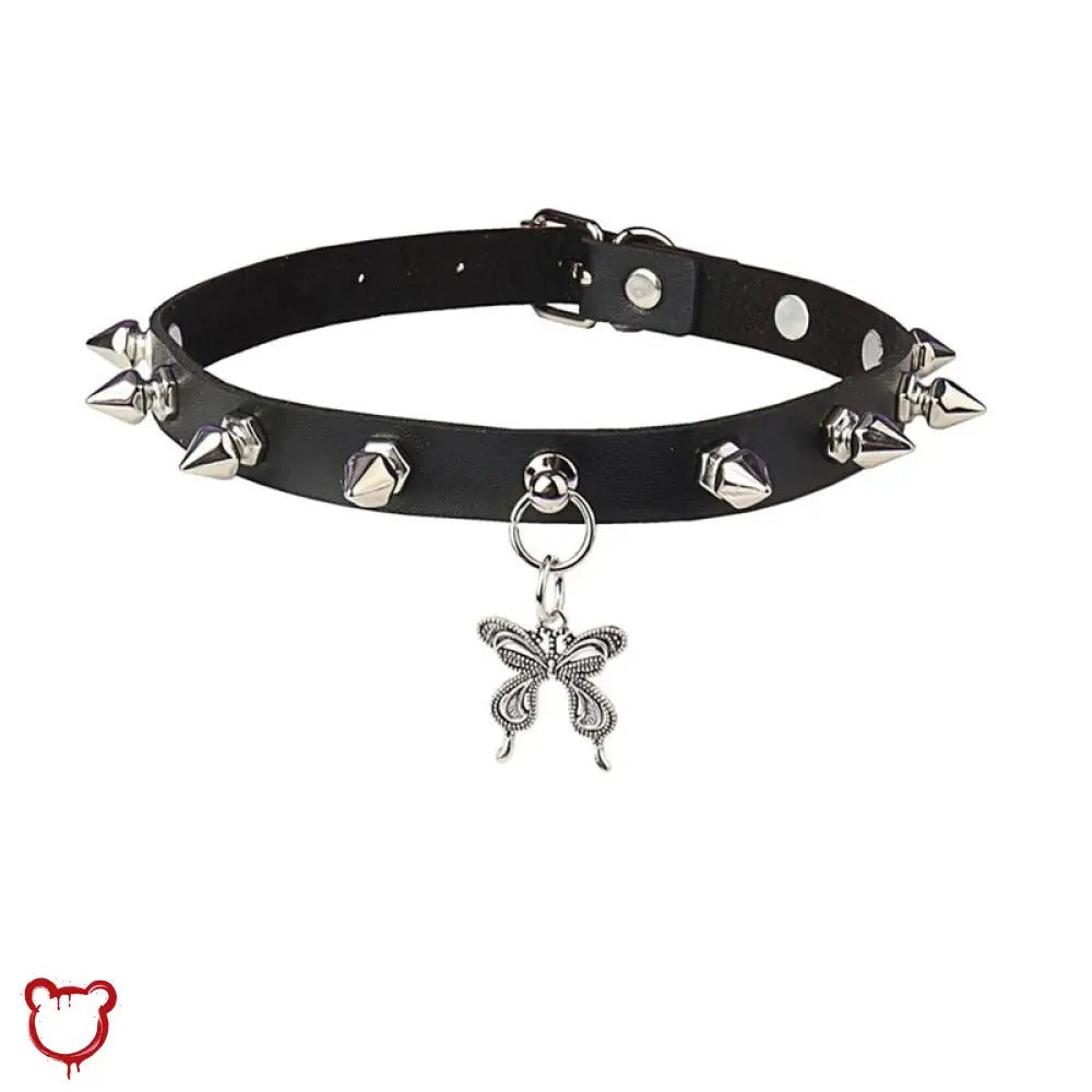 "Leather Butterfly Choker" - The Cursed Closet