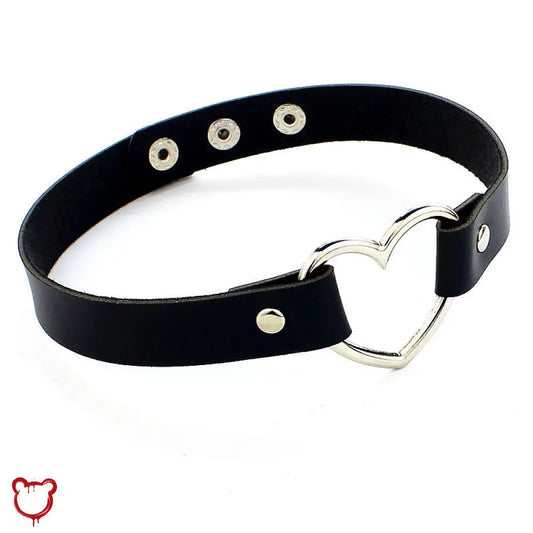 Leather Gothic Heart Choker