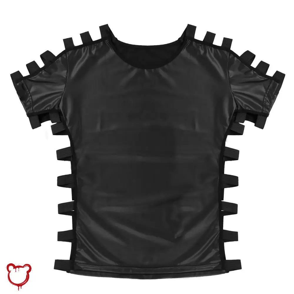 Leather Mens Tee Shirt Black / L Clothing