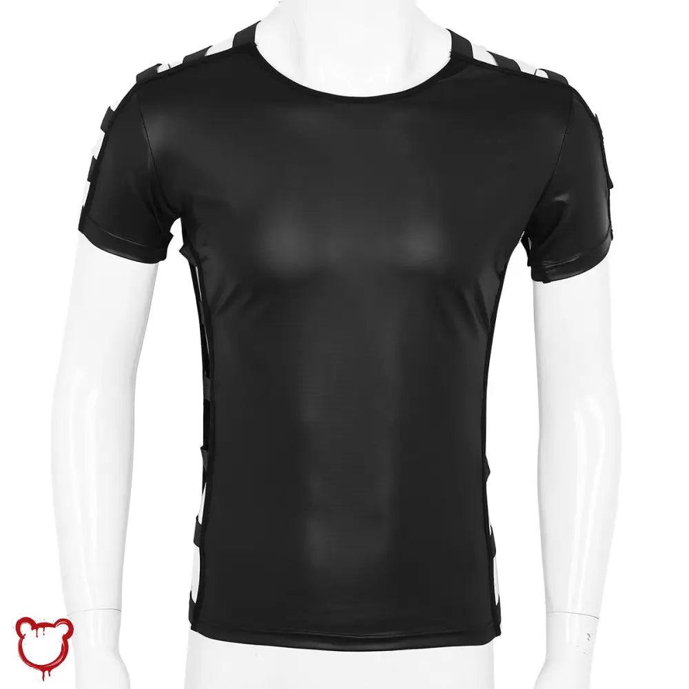 Leather Mens Tee Shirt Black / M Clothing