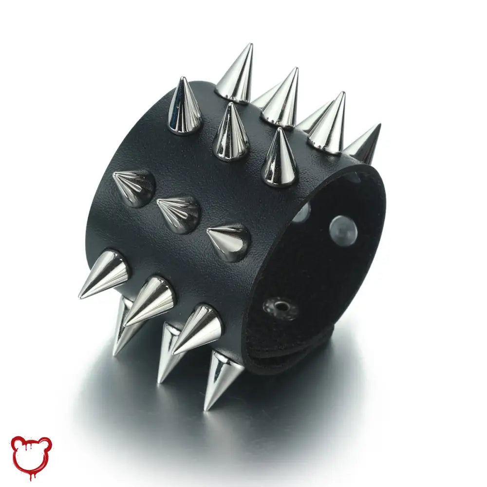 Leather Spike Bracelet - Black Accessories