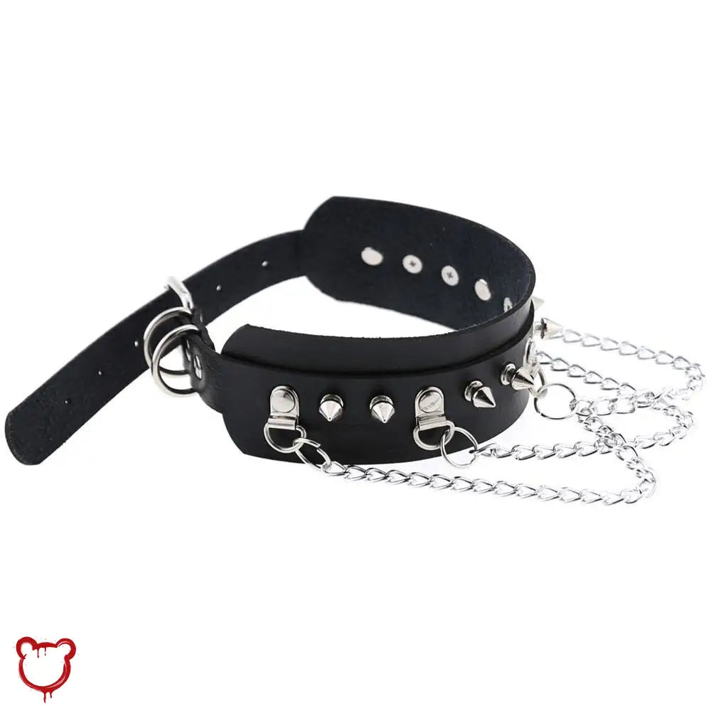 Leather Stud Choker With Chains. Jewellery