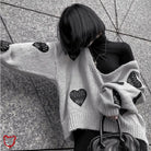Love-Themed Casual Knit Sweater S / Dark Gray Clothing