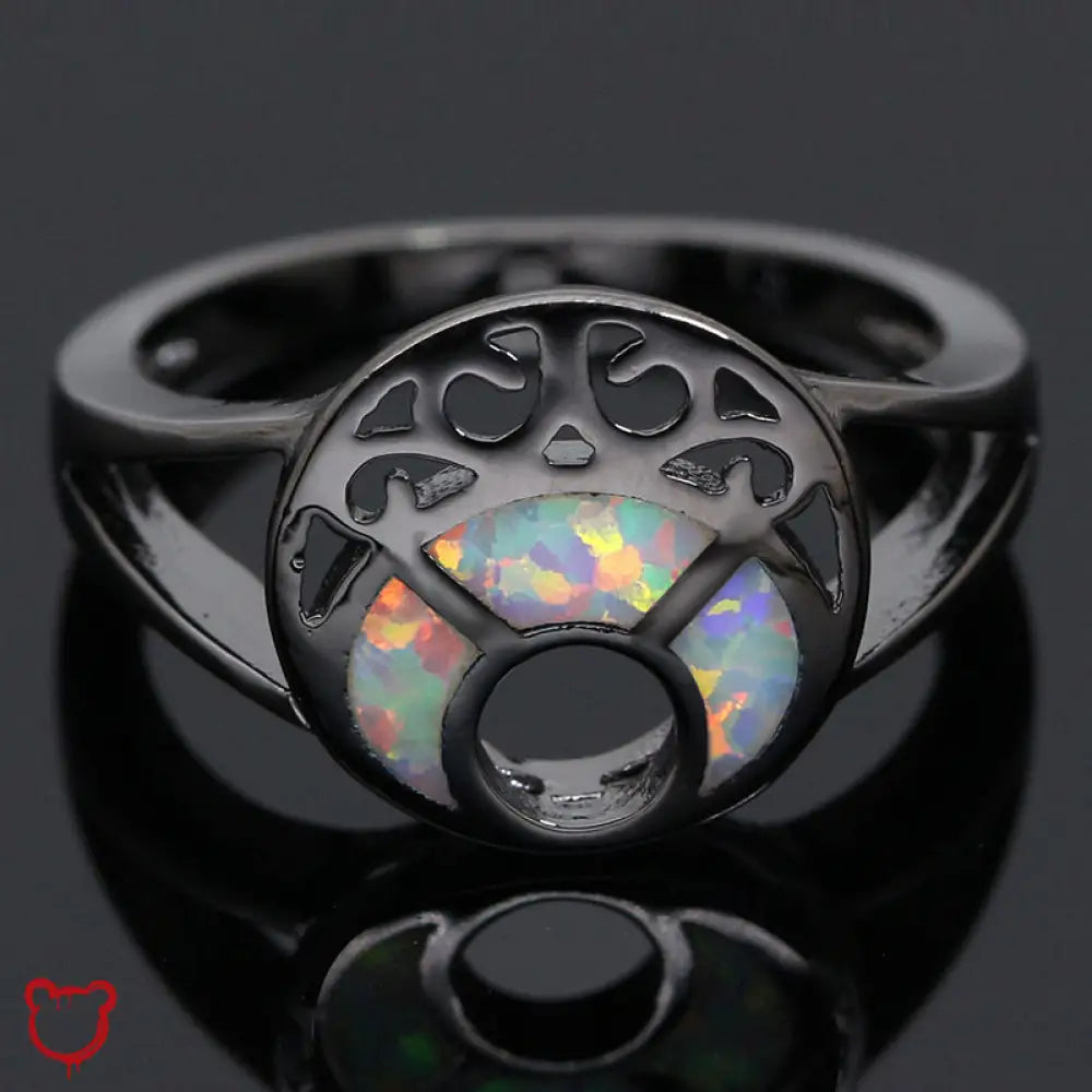 Lunas Opal Black Ring 5 / Multi Gun Plated Jewellery