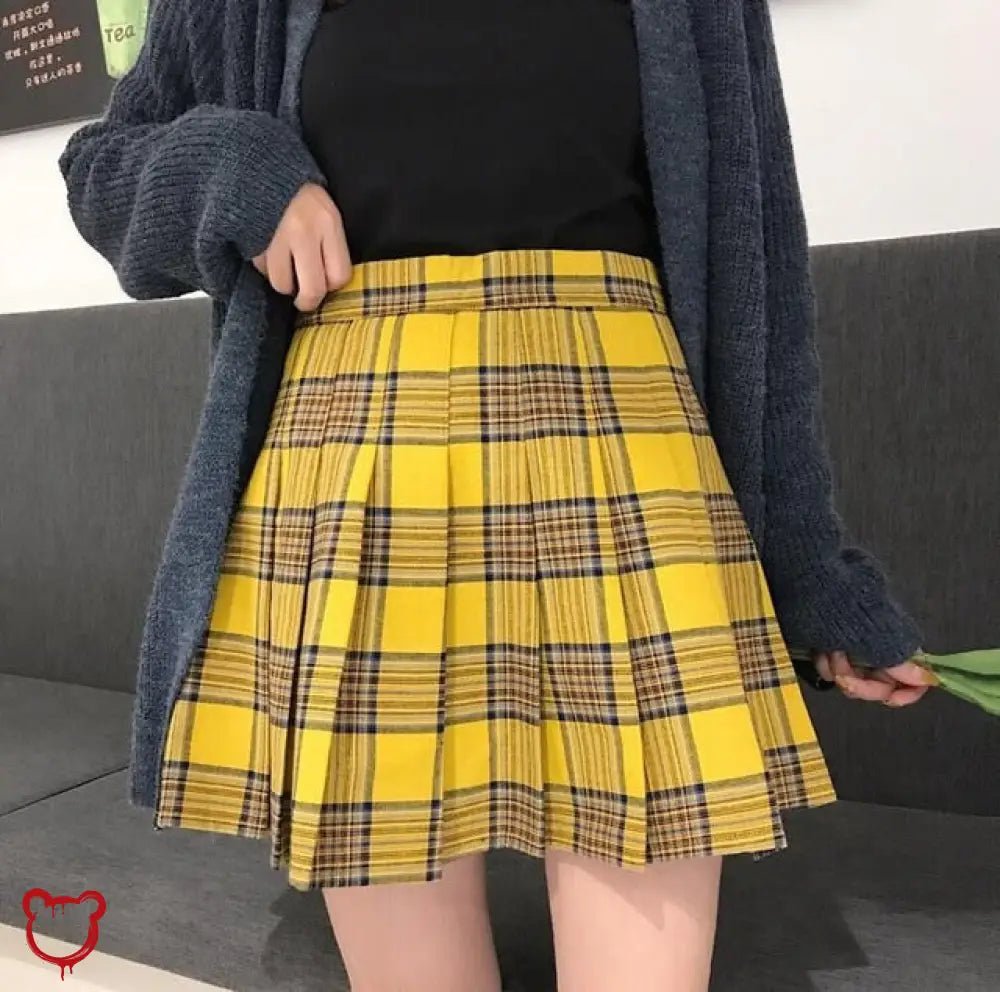 Manic Yellow Plaid Mini Skirt - The Cursed Closet