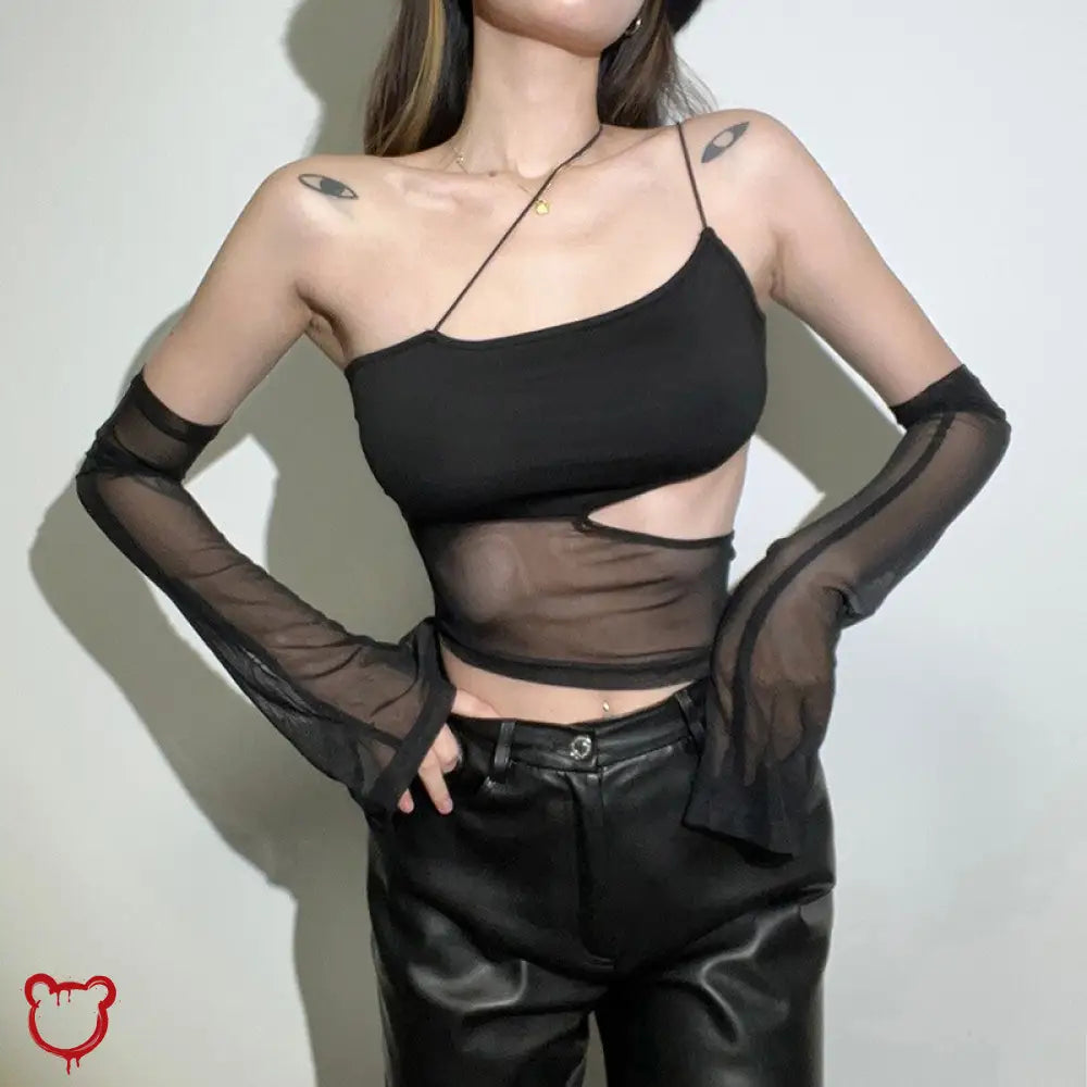 Mesh Crop Top Hell Cut-Out Black / S Clothing