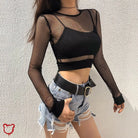 Mesh Crop Top Sundown Black T-Shirt / M Clothing