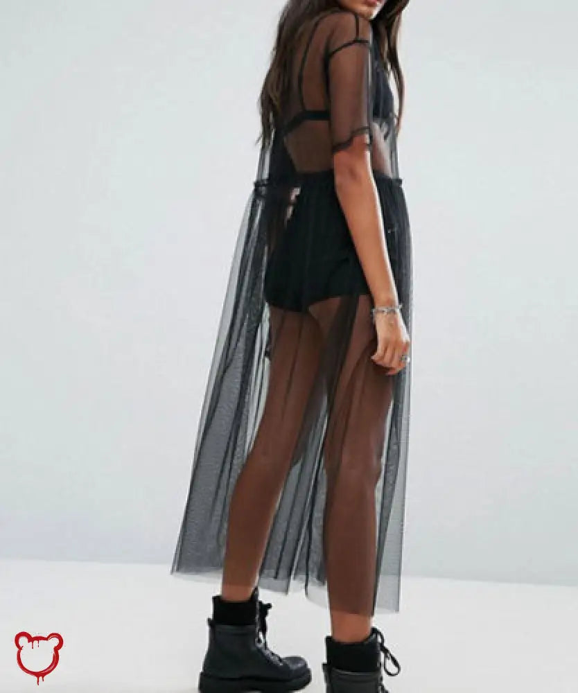 Mesh Maxi Dress: Swamp Thing Black / L Clothing