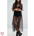 Mesh Maxi Dress: Swamp Thing Black / S Clothing