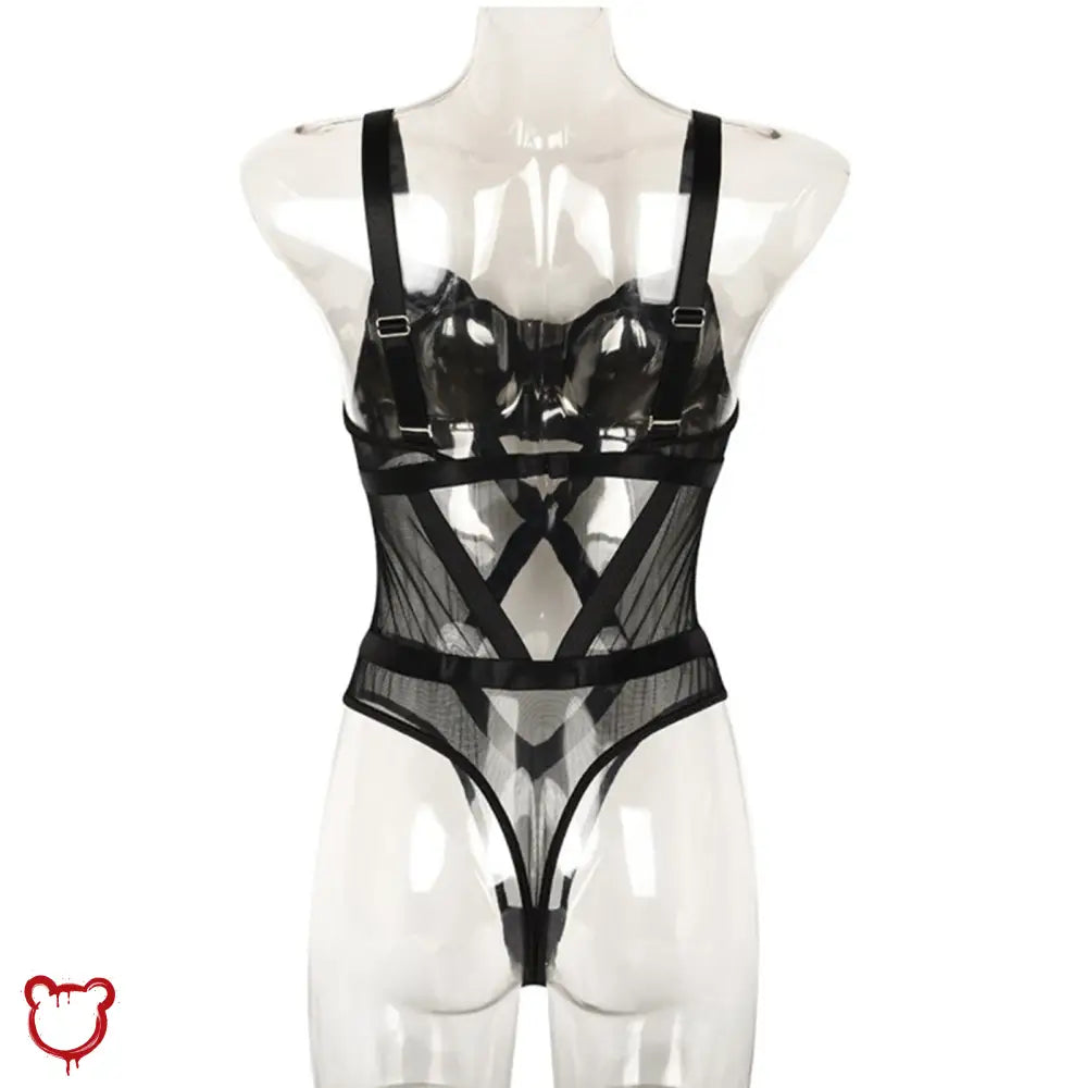 Mesh Patent Goth Bodysuit Clothing