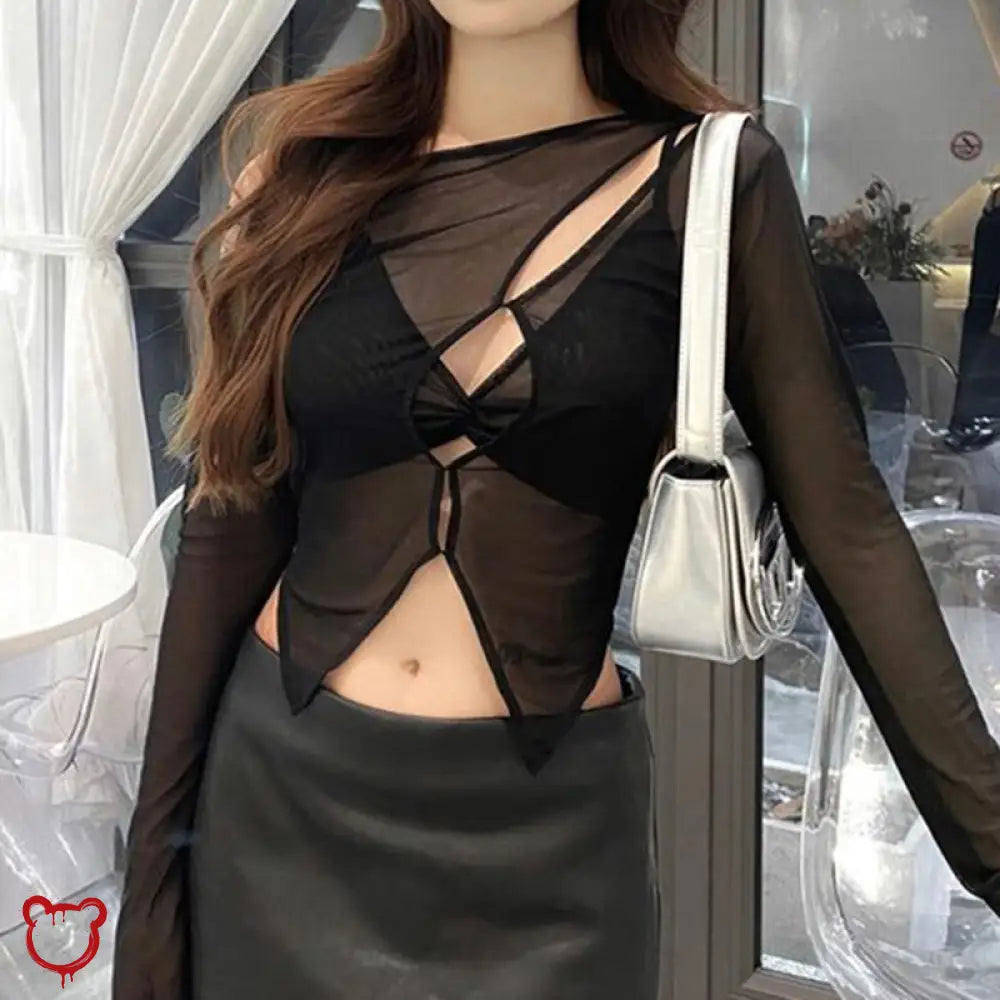 Meshtopia Black Alt Top Clothing