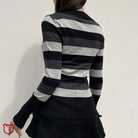 Monochrome V-Neck Striped Sweater Clothing