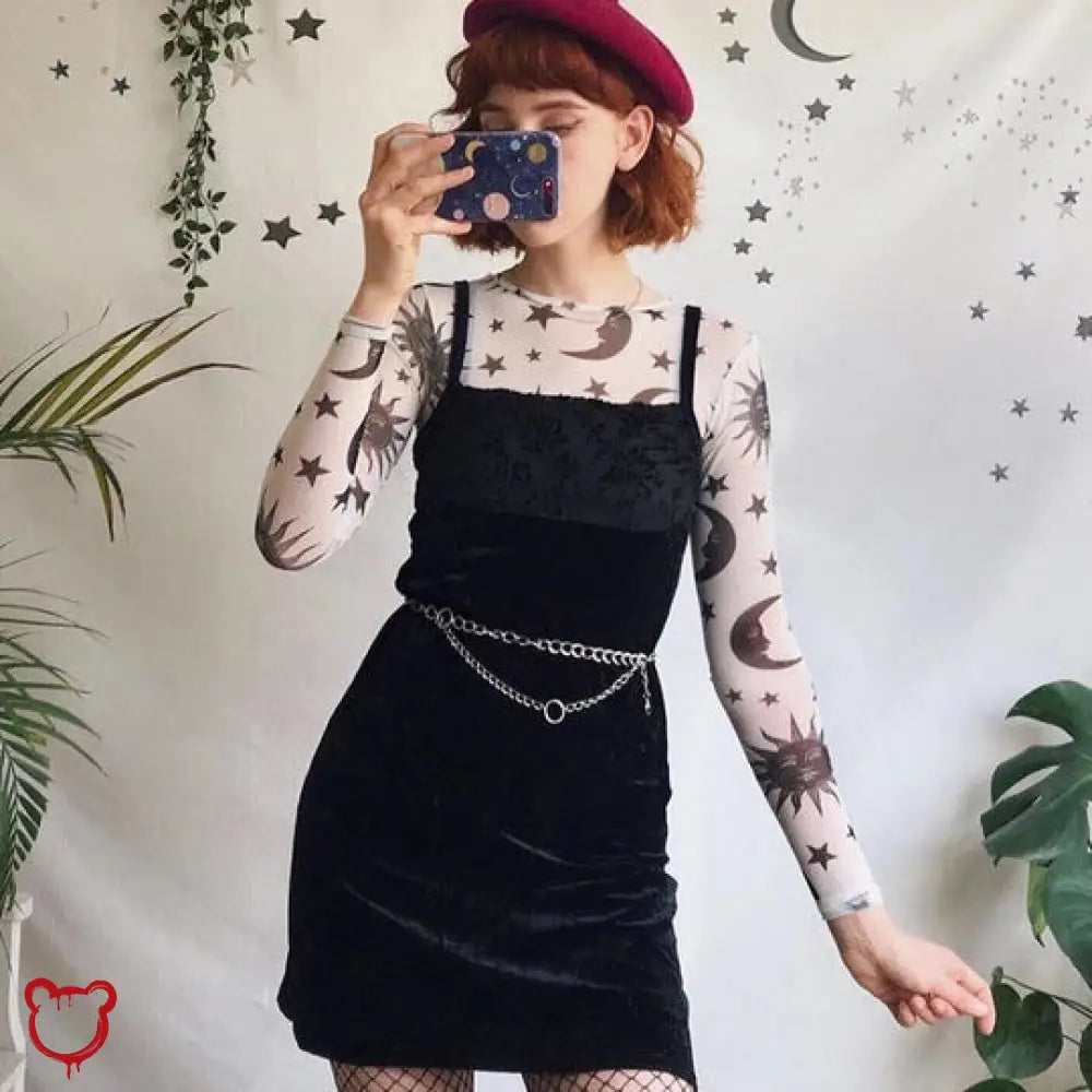 Moon And Star Mesh Top White / S Clothing