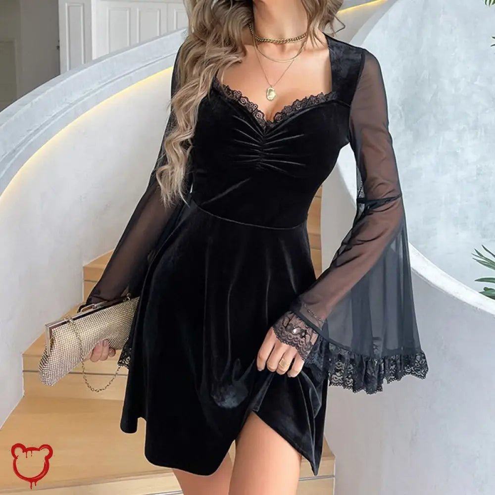 Mystic' Gothic Mesh Flare Dress - The Cursed Closet
