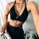 No Hesitation Black Alt Grunge Chain Crop Top Clothing
