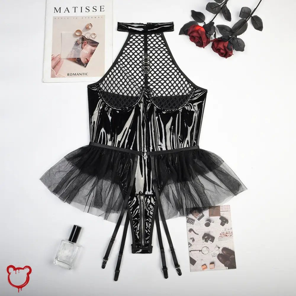 No - Miss' Black Mesh Lingerie Bodysuit - The Cursed Closet