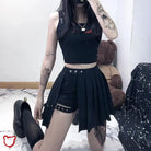 Omen Black Gothic Pleated Skirt With Shorts Clothing