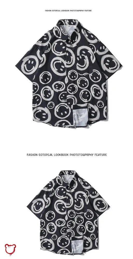 "Oversize Black Smiley Shirt" - The Cursed Closet