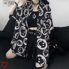 Oversize Black Smiley Shirt / S Clothing