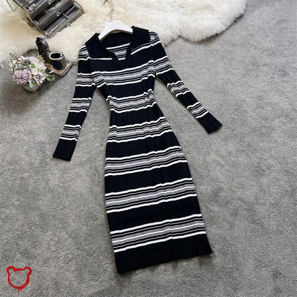 Pandora Stripe Knit Bodycon Dress - The Cursed Closet