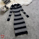 Pandora Stripe Knit Bodycon Dress Clothing