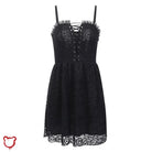 The Cursed Closet 'Phenomenal' Black lace up strap dress at $31.99 USD