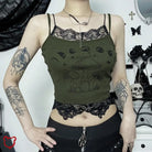 Pixies Lace Patchwork Crop Top Green / M Clothing