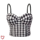 Plaid Push Up Casual Top Black / S Clothing