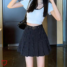 Pleated Pinstripe Mini Skirt Clothing