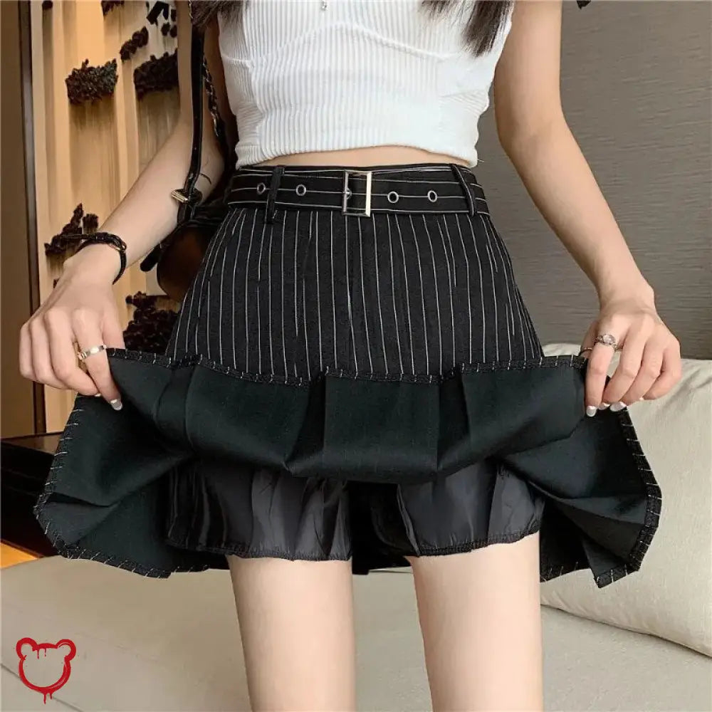 Pleated Pinstripe Mini Skirt Clothing