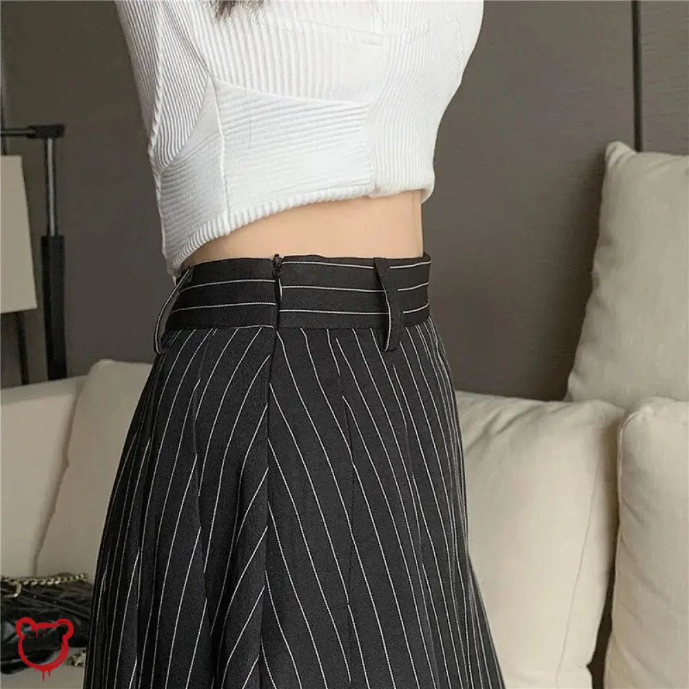 Pleated Pinstripe Mini Skirt Clothing