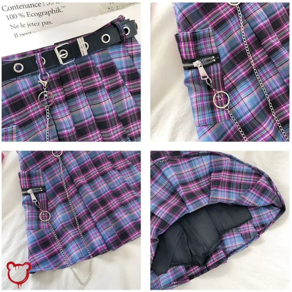 Purple Grunge Plaid Skirt - The Cursed Closet