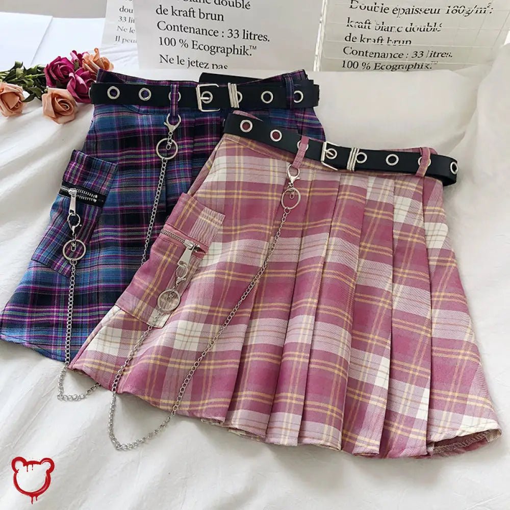 Purple Grunge Plaid Skirt - The Cursed Closet